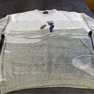 Trader Bay VTG Men’s Green/Gray Golf Scene Crewneck Sweater XL